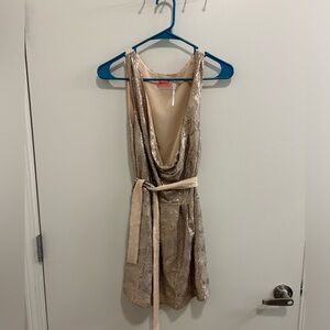 Free People Blush Sequin Swirl Dress with a Drape Neck